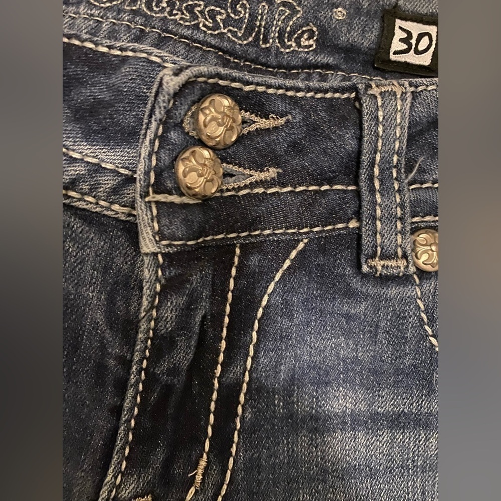 Miss Me Sequin Distressed Bootcut Jeans. - Picture 5 of 13